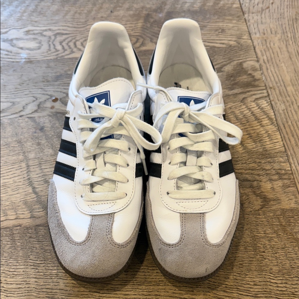 Adidas Samba White and Black Trainers - Picture 2 of 7